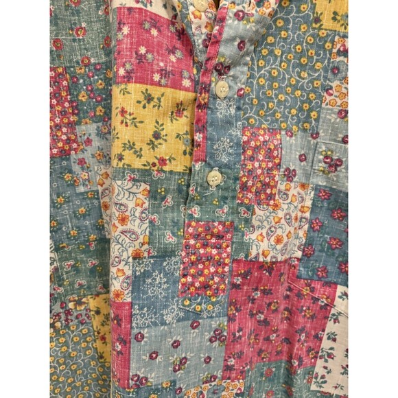 Reyn Spooner Men XL Hawaiian 1/4 Button Shirt Commemorative Classics patch work - Picture 5 of 10